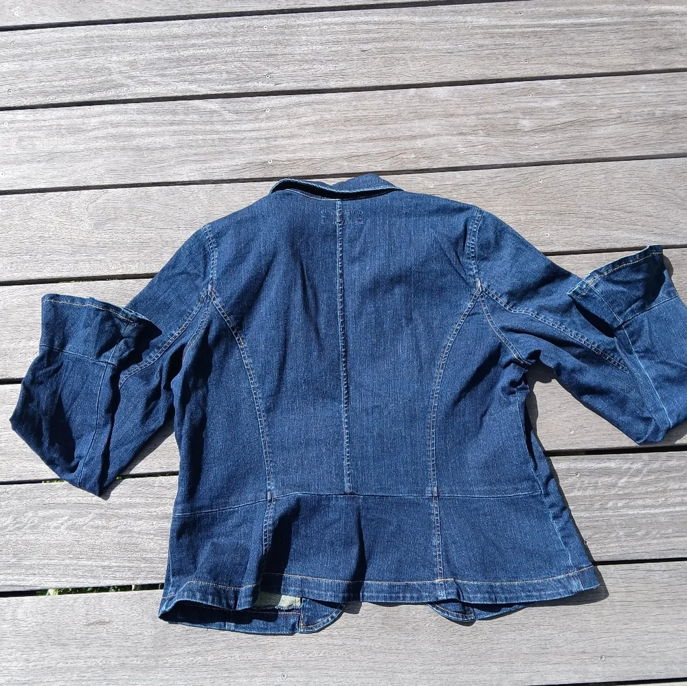 Ralph Lauren Jean Jacket Womens 14 Blue Flared Bell Sleeves Stretch LRL Feminine - Picture 5 of 12
